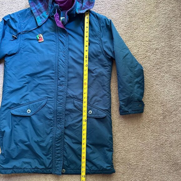 LL Bean Jacket Womens XL Vtg Wool Full Zip Blue Purple USA Made Hood - Picture 7 of 13